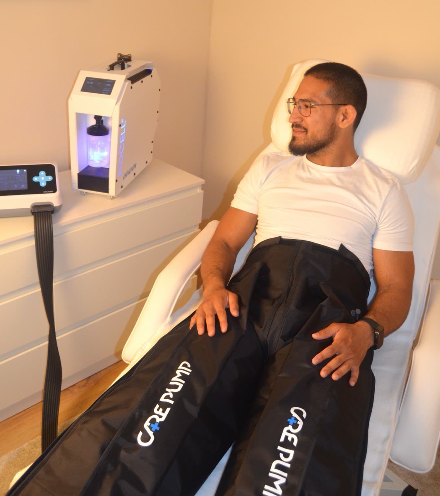 Recovery Premium: Kompressionsboots und Wasserstoff-Inhalation gleichzeitig